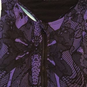 Purple & Black Dragonfly Ladies Zip-Front Racerback One Piece Swimsuit NWT